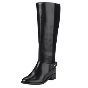 Cole Haan Riding Knee Boot Black Leather Flat